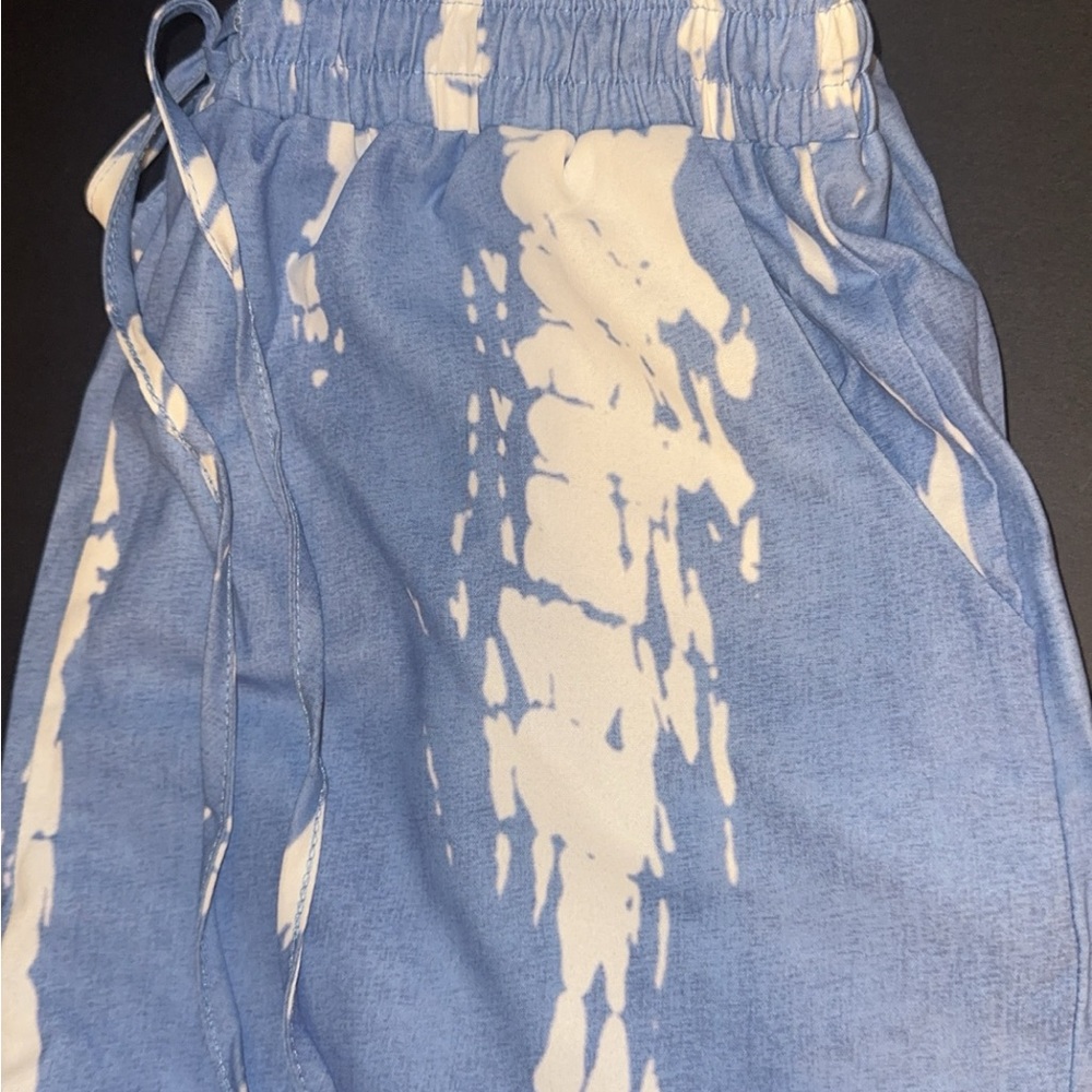 Blue & White dyed Ladies Shorts, Size Small